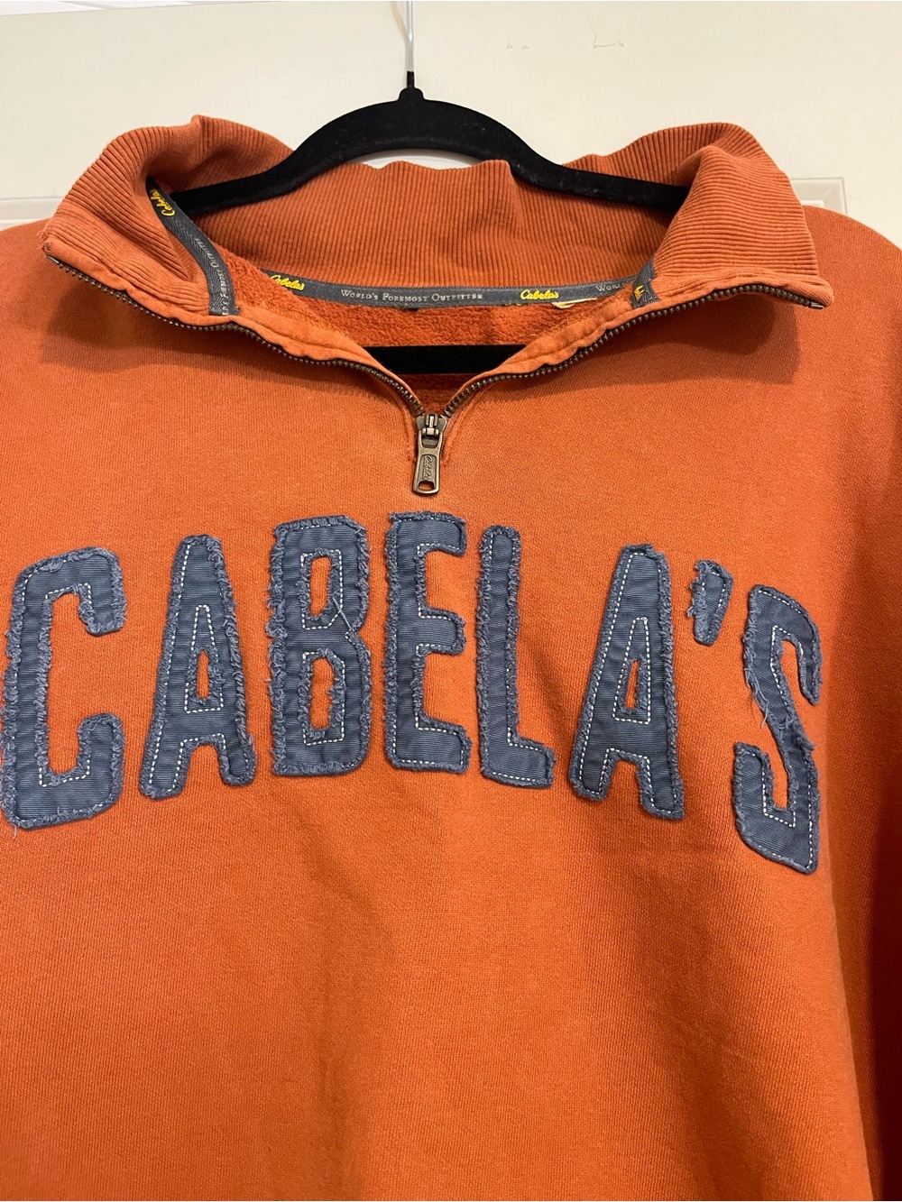Cabela's Unisex Orange Quarter-Zip Pullover Sweatshirt - Picture 2 of 4